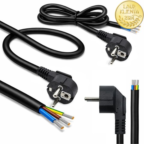 Qoltec Kabel zasilający | wtyczka kątowa SCHUKO CEE 7/7 (E/F) | miedź Cu | odizolowany lutowany | 3x1.50 mm² | 1.8m