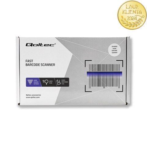 Qoltec Skaner czytnik kodów kreskowych 1D | EAN | USB | Czarny