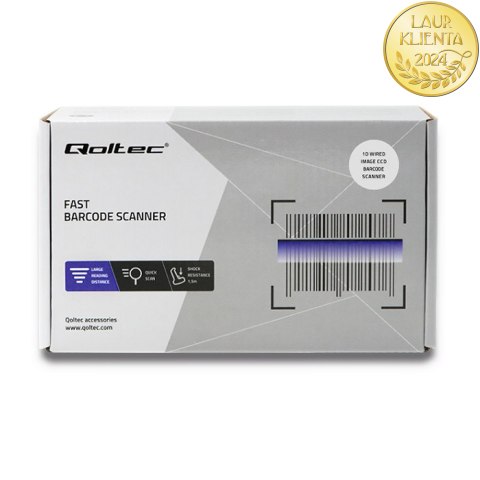 Qoltec Skaner czytnik kodów kreskowych 1D | matryca CCD | USB | Biały