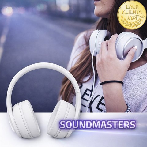 Qoltec Słuchawki bezprzewodowe Soundmasters z mikrofonem | BT 5.0 AB| Białe