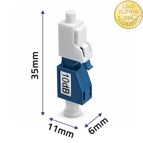 Qoltec Tłumik światłowodowy LC/UPC (F) - LC/UPC (M) | Singlemode | 10dB