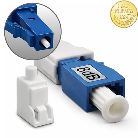 Qoltec Tłumik światłowodowy LC/UPC (F) - LC/UPC (M) | Singlemode | 8dB