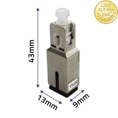 Qoltec Tłumik światłowodowy SC/UPC (F) - SC/UPC (M) | Singlemode | 15dB