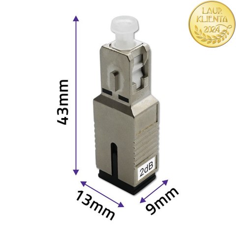Qoltec Tłumik światłowodowy SC/UPC (F) - SC/UPC (M) | Singlemode | 2dB