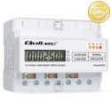 Qoltec Trójfazowy elektroniczny licznik | miernik zużycia energii na szynę DIN | 400V | 100A | LCD | LED | 7P