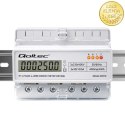Qoltec Trójfazowy elektroniczny licznik | miernik zużycia energii na szynę DIN | 400V | 100A | LCD | LED | 7P