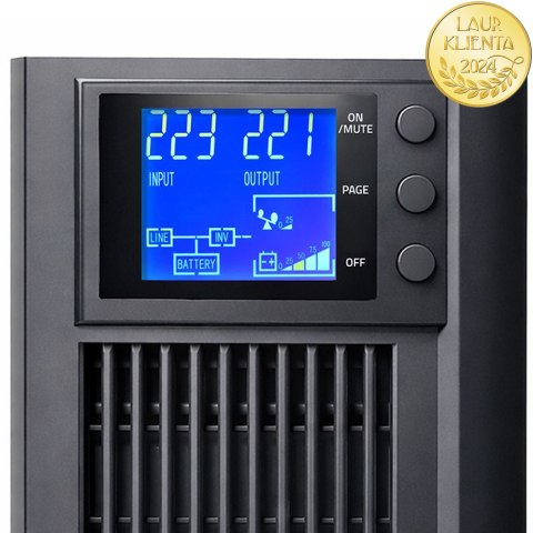Qoltec Zasilacz awaryjny UPS Pure Sine Wave | 1kVA | 800W | AVR | LCD | Czysty Sinus