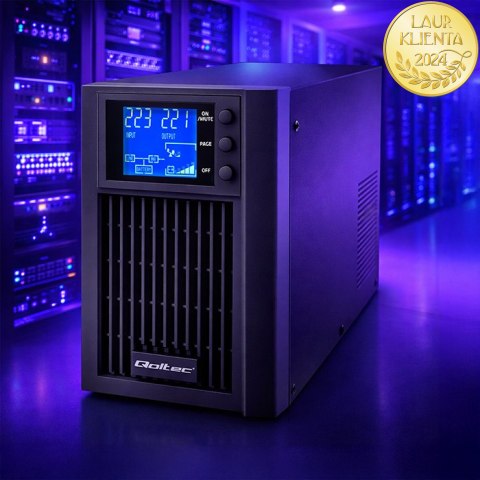 Qoltec Zasilacz awaryjny UPS Pure Sine Wave | 1kVA | 800W | AVR | LCD | Czysty Sinus