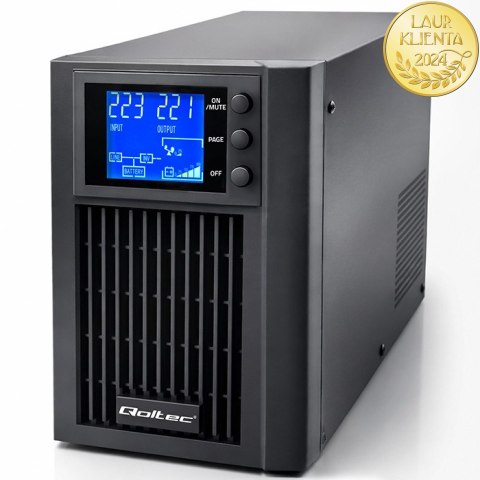 Qoltec Zasilacz awaryjny UPS Pure Sine Wave | 1kVA | 800W | AVR | LCD | Czysty Sinus