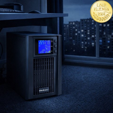 Qoltec Zasilacz awaryjny UPS Pure Sine Wave | 3kVA | 2400W | AVR | LCD | Czysty Sinus