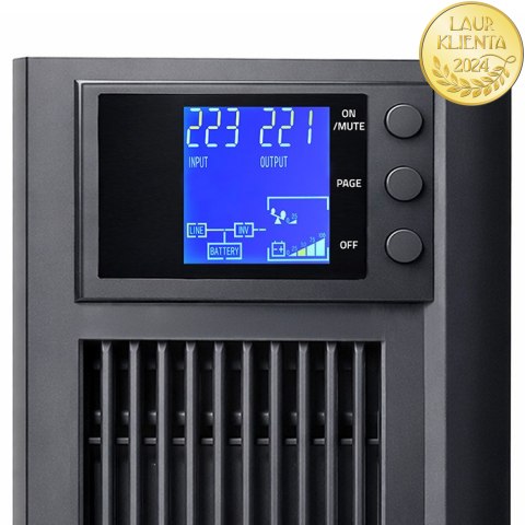 Qoltec Zasilacz awaryjny UPS Pure Sine Wave | 3kVA | 2400W | AVR | LCD | Czysty Sinus
