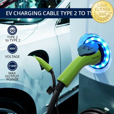 Qoltec Kabel EV Typ 2 do ładowania samochodu | 400V | 11kW | 16A | 5m