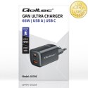 Qoltec Ładowarka sieciowa 65W GaN ULTRA | 5-20V | 2.25-3.25A | 1 x USB typ C PD | 1 x USB QC 3.0 | Laptop | Smartfon | Czarna