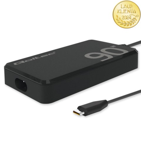 Qoltec Ładowarka sieciowa 90W GaN Super Fast SLIM | PD | 5-20V | 4.5A | USB-C 3.1 | Laptop | MacBook | Smartfon | + kabel
