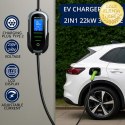Qoltec Mobilna ładowarka do samochodu elektrycznego EV i hybryd z regulacją 2w1 Typ2 | 22kW | 400V | CEE 32A | Wi-fi | TUYA | SM