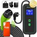 Qoltec Mobilna ładowarka do samochodu elektrycznego EV i hybryd z regulacją 2w1 Typ2 | 3.5kW | 230V | SCHUKO 16A | Wi-fi | LCD |
