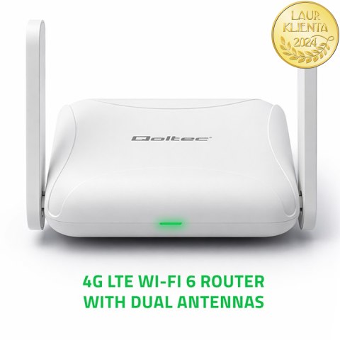 Qoltec Router Home & Travel 4G LTE WiFi 6 | AX300 | 2.4GHz | Dual Antena | USB-C | Micro SIM