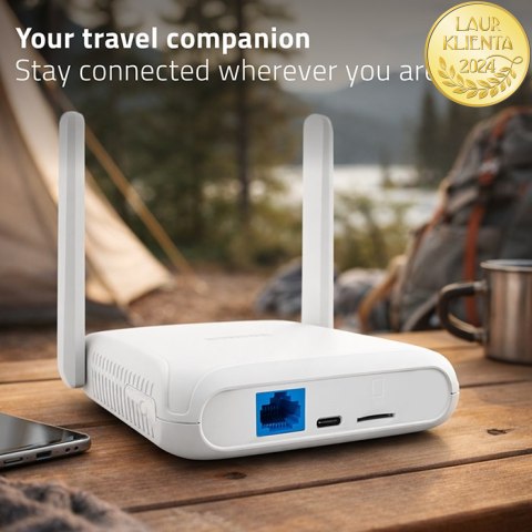 Qoltec Router Home & Travel 4G LTE WiFi 6 | AX300 | 2.4GHz | Dual Antena | USB-C | Micro SIM