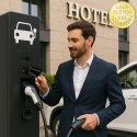 Qoltec Stacja ładowania EV Typ2 do samochodu elektrycznego i hybryd | 22kW | LCD | 2 Karty EV | 3 fazy | Wallbox | Hotel system 