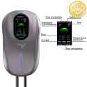 Qoltec Stacja ładowania EV Typ2 do samochodu elektrycznego i hybryd | 22kW | LCD | 2 Karty EV | 3 fazy | Wallbox | Hotel system 