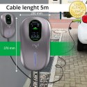 Qoltec Stacja ładowania EV Typ2 do samochodu elektrycznego i hybryd | 22kW | LCD | 2 Karty EV | 3 fazy | Wallbox | Hotel system 