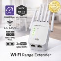 Qoltec Wzmacniacz sygnału WiFi 5 | Repeater | Access Point | AC1200 | 6 Anten | 2x RJ45 | 128MB