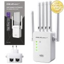 Qoltec Wzmacniacz sygnału WiFi 5 | Repeater | Access Point | AC1200 | 6 Anten | 2x RJ45 | 128MB