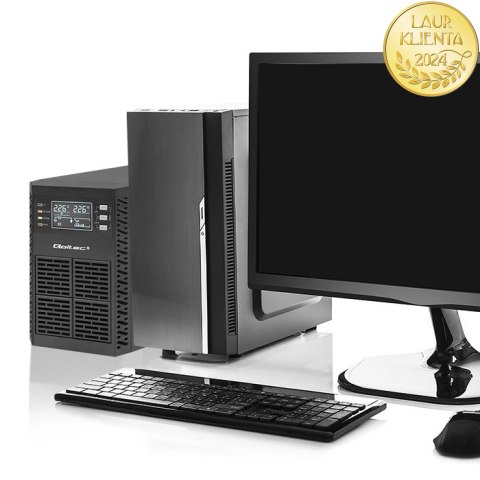 Qoltec Zasilacz awaryjny UPS | 1kVA | 1000W | Power Factor 1.0 | LCD | EPO | USB | On-line