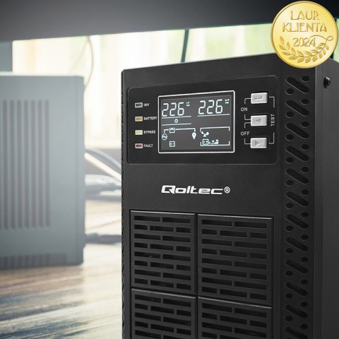 Qoltec Zasilacz awaryjny UPS | 1kVA | 1000W | Power Factor 1.0 | LCD | EPO | USB | On-line