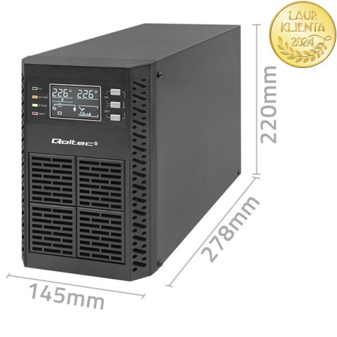 Qoltec Zasilacz awaryjny UPS | 1kVA | 1000W | Power Factor 1.0 | LCD | EPO | USB | On-line
