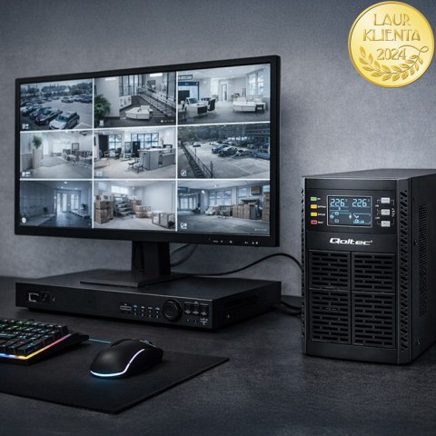 Qoltec Zasilacz awaryjny UPS | 2kVA | 2000W | Power Factor 1.0 | LCD | EPO | USB | On-line
