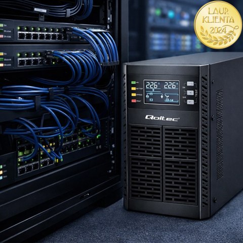 Qoltec Zasilacz awaryjny UPS | 2kVA | 2000W | Power Factor 1.0 | LCD | EPO | USB | On-line
