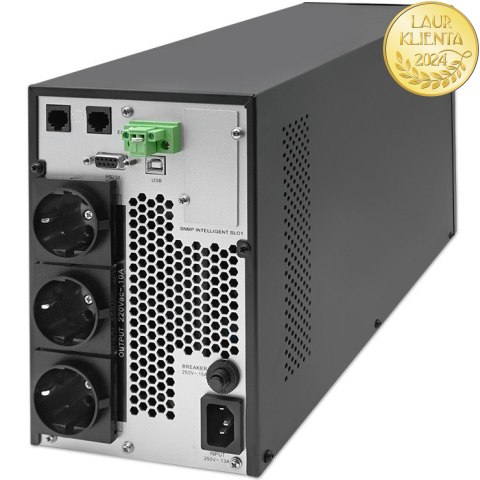 Qoltec Zasilacz awaryjny UPS | 2kVA | 2000W | Power Factor 1.0 | LCD | EPO | USB | On-line
