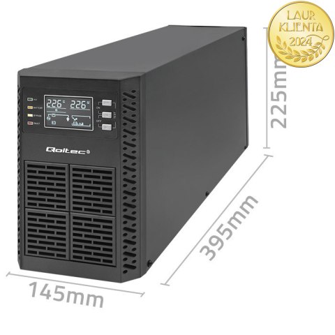 Qoltec Zasilacz awaryjny UPS | 2kVA | 2000W | Power Factor 1.0 | LCD | EPO | USB | On-line