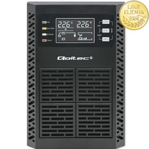 Qoltec Zasilacz awaryjny UPS | 2kVA | 2000W | Power Factor 1.0 | LCD | EPO | USB | On-line