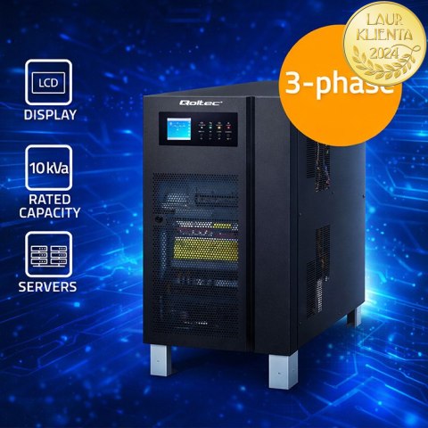 Qoltec Zasilacz awaryjny UPS 3-fazowy | 10kVA | 8kW | LCD | SNMP