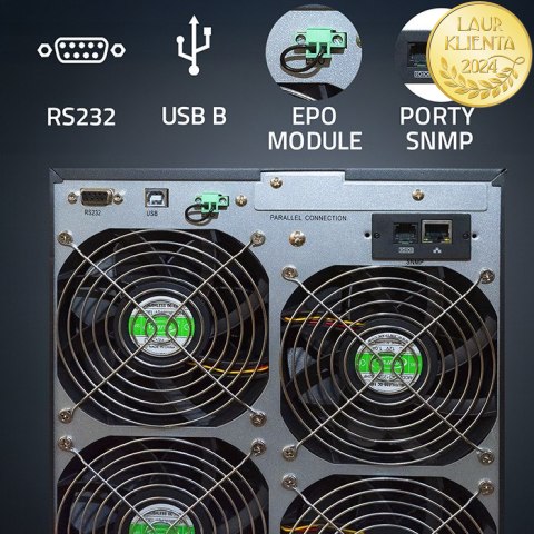 Qoltec Zasilacz awaryjny UPS 3- fazowy | 10kVA | LCD | EPO | USB | SNMP | On-line | High frequency