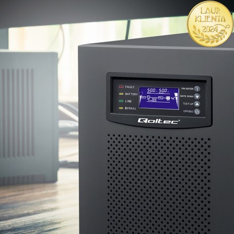 Qoltec Zasilacz awaryjny UPS 3- fazowy | 10kVA | LCD | EPO | USB | SNMP | On-line | High frequency