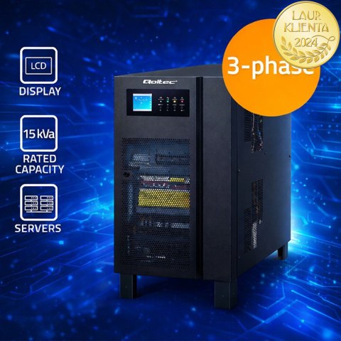 Qoltec Zasilacz awaryjny UPS 3-fazowy | 15kVA | 12kW | LCD | SNMP