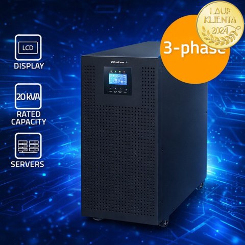 Qoltec Zasilacz awaryjny UPS 3-fazowy | 20kVA | 20kW | LCD | EPO | USB | Power factor 1.0