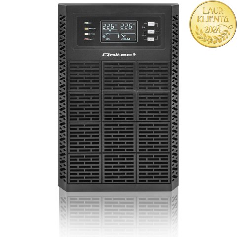 Qoltec Zasilacz awaryjny UPS | 3kVA | 3000W | Power Factor 1.0 | LCD | EPO | USB | On-line
