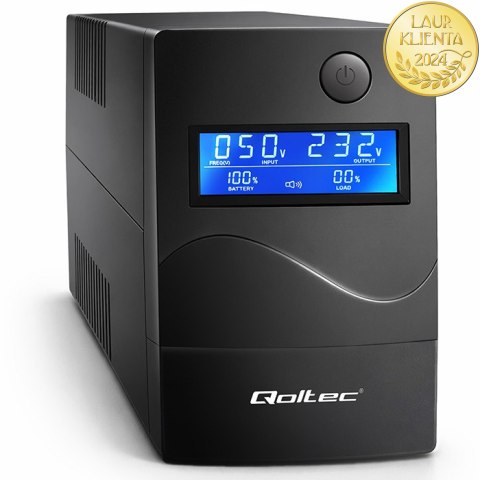 Qoltec Zasilacz awaryjny UPS Line Interactive | Monolith | 1000VA | 600W | LCD | USB | RJ45