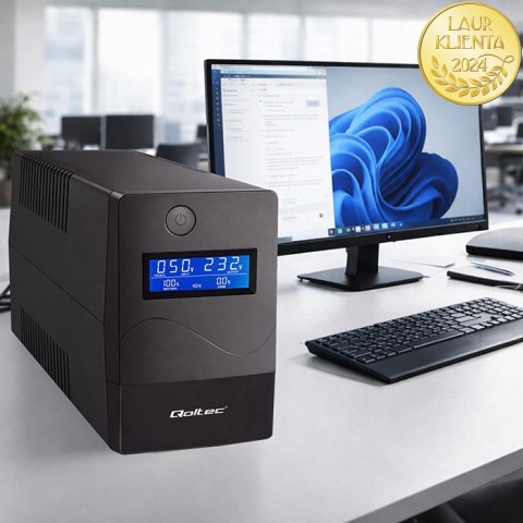 Qoltec Zasilacz awaryjny UPS Line Interactive | Monolith | 1000VA | 600W | LCD | USB | RJ45