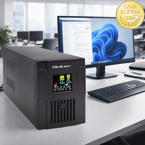 Qoltec Zasilacz awaryjny UPS Line Interactive | Monolith | 1500VA | 900W | LCD | USB | RJ45