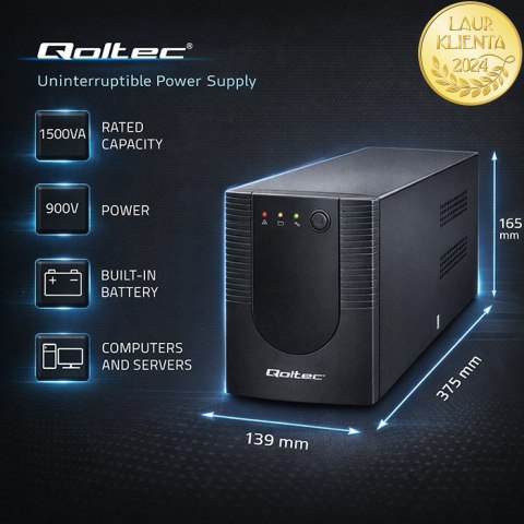Qoltec Zasilacz awaryjny UPS Line Interactive | Monolith | 1500VA | 900W