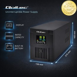 Qoltec Zasilacz awaryjny UPS Line Interactive | Monolith | 2000VA | 1200W | LCD | USB | RJ45