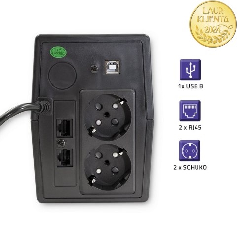 Qoltec Zasilacz awaryjny UPS Line Interactive | Monolith | 450VA | 240W | LCD | USB | RJ45