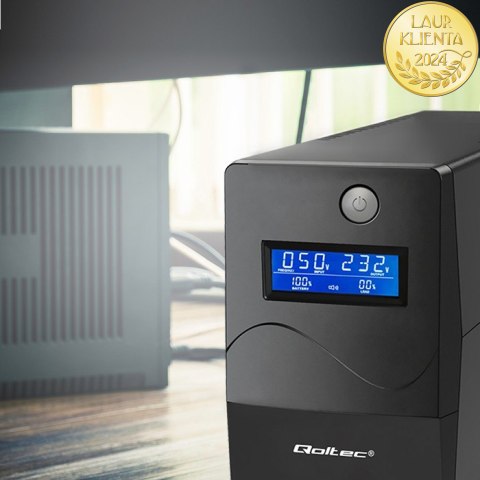 Qoltec Zasilacz awaryjny UPS Line Interactive | Monolith | 450VA | 240W | LCD | USB | RJ45