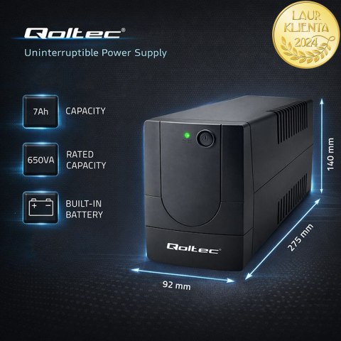 Qoltec Zasilacz awaryjny UPS Line Interactive | Monolith | 650VA | 360W