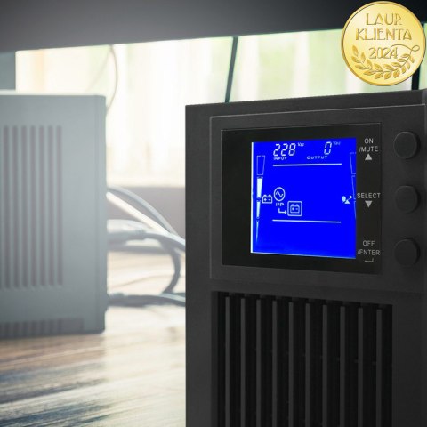 Qoltec Zasilacz awaryjny UPS On-line | Pure Sine Wave | 2kVA | 1.6kW | LCD | USB